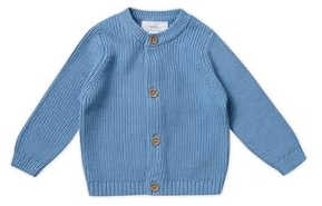 Stellou & friends Cardigan-Strickjacke für Mädchen und Jungen mit Knöpfen in Holz-Optik | Hochwertige Baby-Kleidung aus 100% Baumwolle