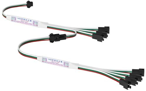 Jandei – Amplificador RGBIC Direccionable para Tiras LED 5V-12V-24V, Distribuidor Señal IC 1 Entrada (3 pines) y 4 Salidas (3 pines).