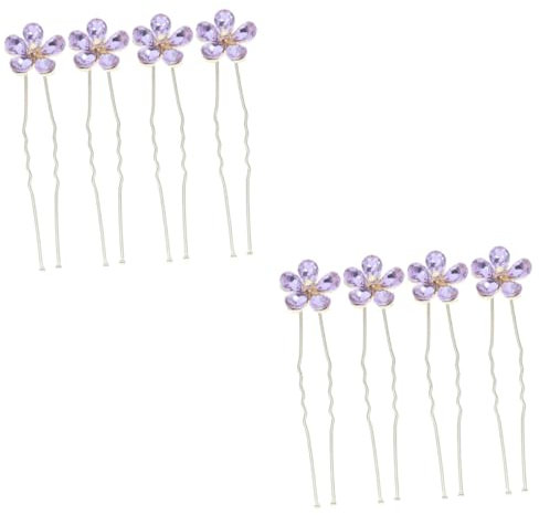 FRCOLOR 8 Pz Forcine Per Intrecciare Floreale Forcella Decorativa Forcella A Forma di U Forcella per Capelli Forchetta per Capelli Viola Lega di Zinco Sposa Passerella
