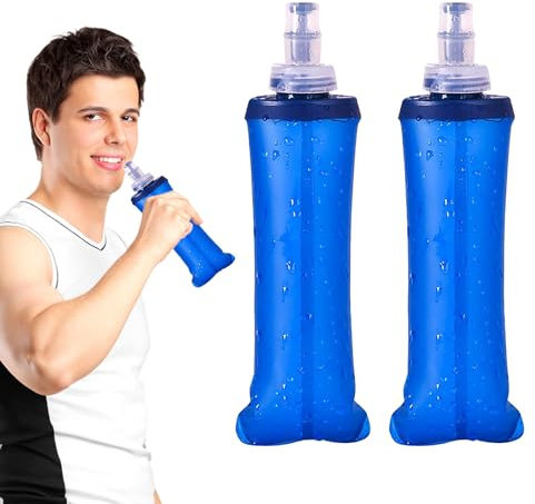 VIKSAUN 2 Pcs Gourde Souple 500 ml, Flasque Running, Soft Flask, Poche Hydaratation Bouteille Pliable, Sport Pliable Poche Hydratation Flacon Bouteille d'eau pour Randonnée Marathon