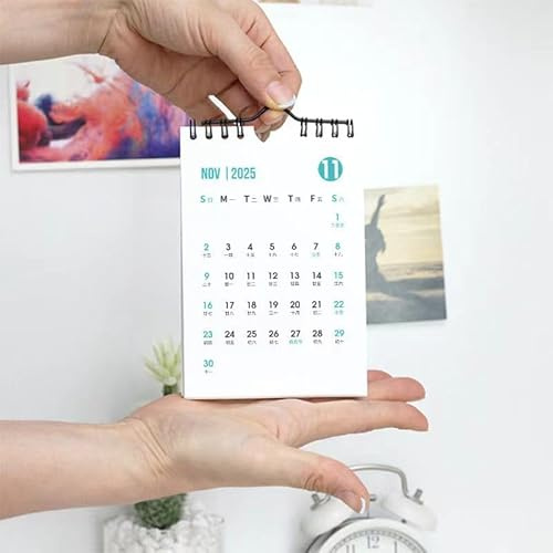 Mini-Wandkalender 2024–2025, kleiner Wandkalender, Juli 2024 bis Dezember 2025, spiralförmiger monatlicher Flip-Wandkalender mit Haken zum Aufhängen, für Büro, Schule, Zuhause, Klassenzimmer, 9,8 x