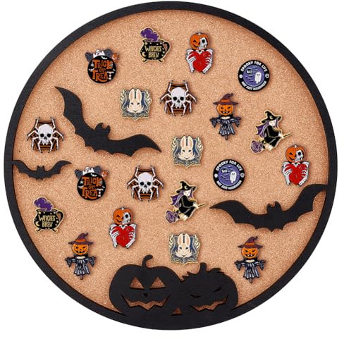 BENECREAT Runde Kork-Boards, 17mm dick Pin Display Board mit Fledermäusen und Kürbissen, Pin Board für Anstecknadel Emaille Pin Brosche Display, Bulletin Display Board