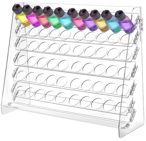 PH PandaHall Support de Rangement de Peinture 60 trou Support de Rangement de Peinture Support de Peinture avec 6 niveaux Support D'Affichage en Acrylique pour Peintures Miniatures Trou: 32.5mm