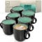 SÄNGER Fiji | Kaffeebecher 6 Personen, Steingut Kaffeetassen Set 6er, Tassen Set Teetasse Set spülmaschinenfest mikrowellenfest, Coffee Mug multifunktional dunkelgrün 430 ml | VALUE COLLECTION
