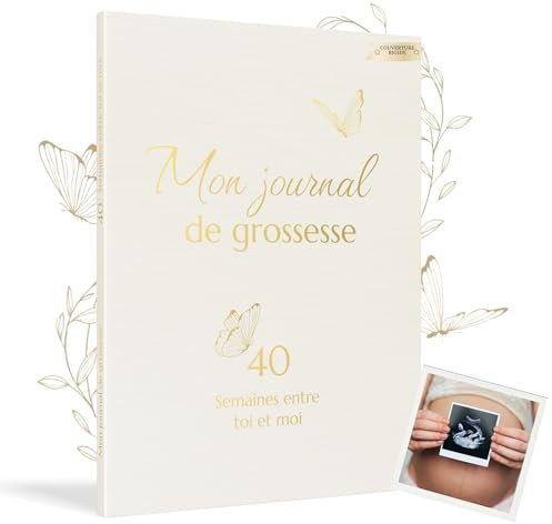 HuBorns - Journal de Grossesse pour Capturer Chaque Moment Hebdomadairement, Livre Grossesse Future Maman avec Espace pour Photos et Ultrason, Livre De Grossesse à Remplir pour Préparer l'Accouchement