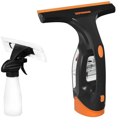 DOVAMAN WC01A Limpiador de Cristales, 30 min de Autonomía, Boquilla 280mm, Pulverizador con 2 Paños Microfibra, Depósit 150ml, 150m² por Carga, 700g Limpiacristales Eléctrico