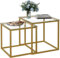 Huhote Quadratisch Couchtisch 2er Set, Moderne Wohnzimmertisch, Couchtisch Aus Glas, Wohnzimmertisch Klein, Beistelltisch, Sofatisch, Coffee Table für Wohnzimmer, Schlafzimmer, Büro, 50/45 cm, Gold