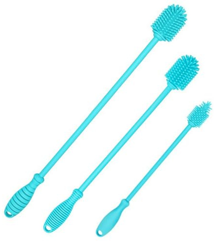 Lbvzxkad 3pcs Silicone Bottle Brush Cleaner Set, Long Handle Bottle Cleaning Brushes for Narrow Neck Containers, Water Bottles