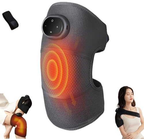 Massaggiatore per Ginocchio Senza Fili, 3 in 1 Ginocchiera Riscaldata per Ginocchia, Spalla e Gomito,3 Livelli di Riscaldamento,3 Livelli di Massaggio,knie massagegerät mit wärme,ginocchio calore-A