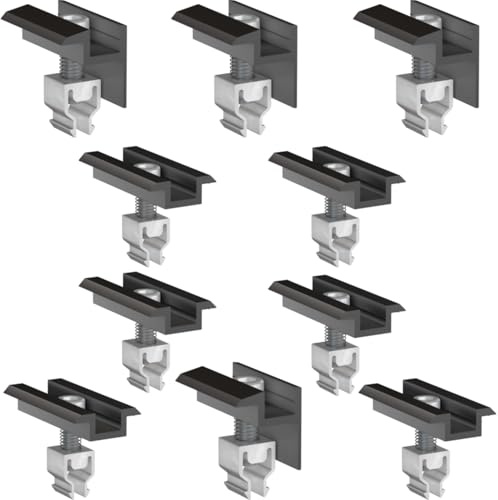 doitBau 4 Modul Set Klickfix Schwarz – vormontierte End‑ und Mittelklemmen aus Aluminium für 30‑40 mm Modulrahmen, schnelle Montage auf PV-Montageschienen, korrosionsbeständig
