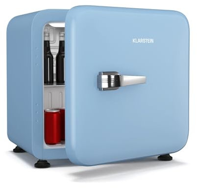 Klarstein Audrey Evo Mininevera 43L - Retro, Silenciosa 40 dB, Frigorífico Pequeño con Termostato Ajustable, Puerta Reversible, Nevera Pequeña para Habitaciones, Oficinas, Blanco