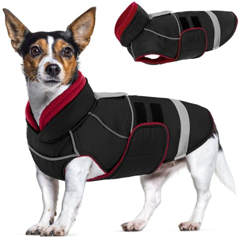 CITÉTOILE Abrigo para Perro Impermeable e Impermeable al Viento Negro XS | Abrigo Invierno Perro Cálido Reflectante con Paso de Correa para Perros Pequeños, Medianos y Grandes