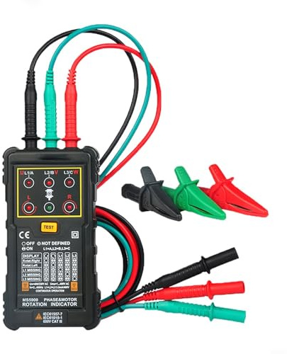PM5900 Phasenprüfer Drehfeldmessgerät für Drehstrom 120-400V, berührungslose Motordrehrichtungs- und Phasenverlustprüfung,magnetfeldtauglich, für Elektriker und Instandhaltung