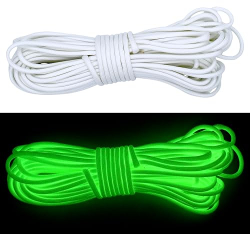 Luminosa Paracord 550 4mm Cuerda Luminosa 9 Hebras Fluorescente Cuerda Paracaidas Brilla en la Oscuridad, Total: 15m