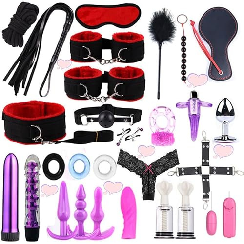 ZeeKoug Conjunto De 28 Piezas De Equipo De Nylon Kit De CombinacióN, Multifuncional Cadera Y MuñEca CinturóN De Ejercicio, Divertido Accesorio Dispositivo Deportivo, Regalo De Pareja (Rojo)