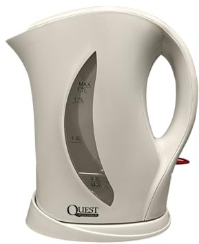 Quest 1.7 L Low Wattage Electric Kettle – 1000 W Cordless Kettle with Removable Filter – Ideal for Camping, Caravans & Low Power Sites - Black & Cream Options (Cream)