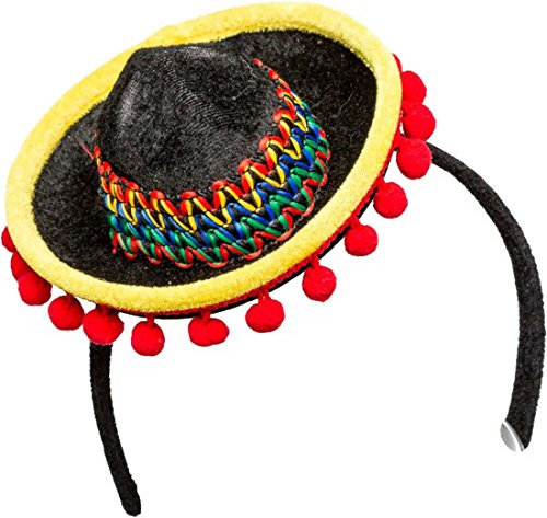 Amakando Minihut Mexikanerin Mini-Sombrero Miniatur Mexikanerhut Minizylinder Strohhut Fascinator Spanien Tequila Kopfschmuck