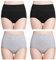 wirarpa Damen Unterhosen Baumwolle Slips Damen Hoher Taille Atmungsaktive Taillenslip Wochenbett Unterwäsche Mehrpack Größen 32-58, Schwarz Grau-4er Pack, Medium (38/40)