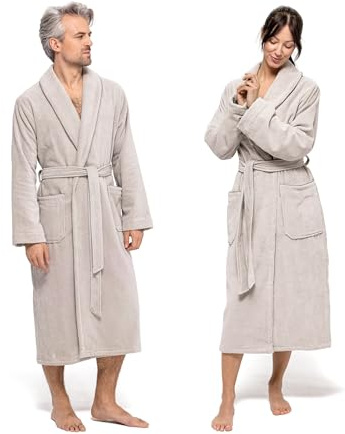 Möve Homewear Schalkragenmantel Velour, Bademantel, Größe M, Silver Grey