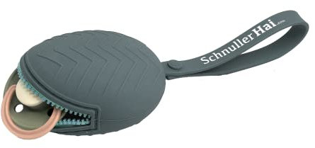 SchnullerHai Grey, Schnullertasche, praktisch für die Aufbewahrung von 2 Schnullern, Schnullerbox mit flexiblen Befestigung