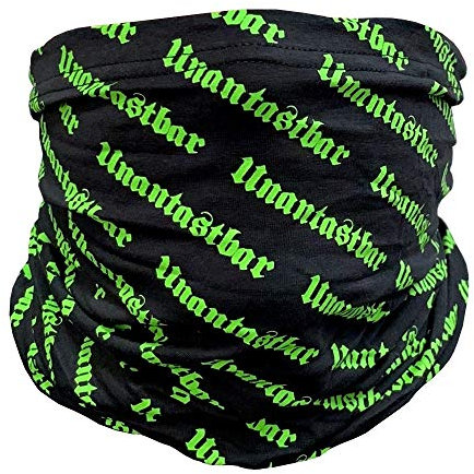 Unantastbar - Logo, Schlauchschal Multifunktionstuch - Bedrucktes Bandana Elastische Halstuch Schlauchtuch Sturmmaske schwarz/grün alloverprint