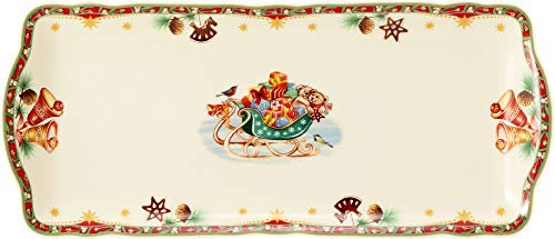 Seltmann 001.756790 Marie-Luise Kuchenplatte, Eckig, 34.5cm x 15cm, Weihnachtsnostalgie