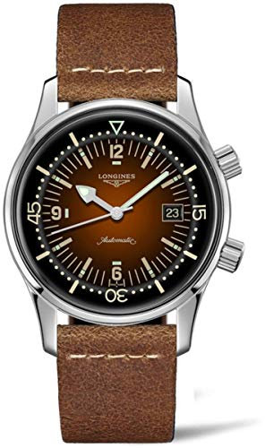 Longines orologio Heritage Legend Diver Tropical Watch 42mm marrone automatico acciaio L3.774.4.60.2