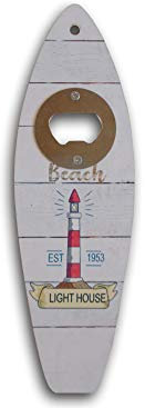 Zippel Maritimer Flaschenöffner Kapselheber Surfbrett Leuchtturm 20 cm MDF, Metall