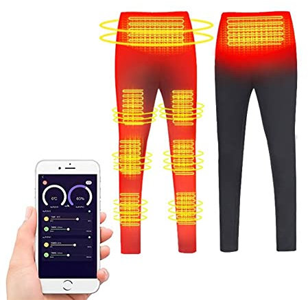 scosao Heizhose Wiederaufladbare Elektrisch Beheizte Hose für Winter Wärmende Beheizbare Thermounterwäsche Hose mit APP-Steuerung Heizung 3 Temperatur für Indoor Outdoor Motorrad Ski Jagd,XL