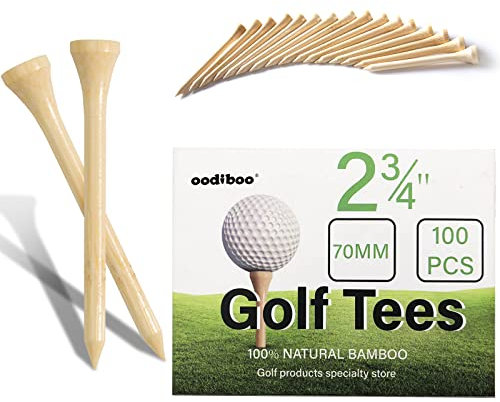 oodiboo Golf Tees Bambus Golf Tees Strenge Auswahl, sehr wenige fehlerhafte Produkte(2-3/4 Zoll )70mm 100 Stück