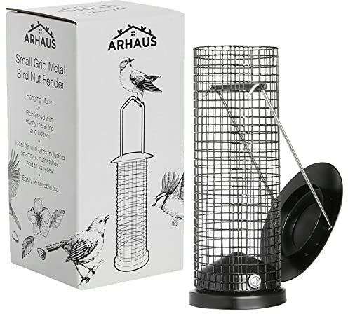 Masterpart Wild Garden Bird Peanut Feeder Heavy Duty Metal Hanging Loop Flip Top Easy Fill