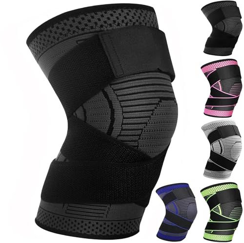 Rodilleras Menisco y Ligamento Ajustable Rodillera Estabilizadora 1 Pieza Rodilleras Deportivas Para Hombres y Mujeres Para de Menisco, Tendinitis, Correr, Baloncesto (Negro, M)