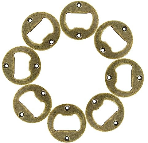Hitefu 25PCS Bottle Opener Inserts Kit, Metal DIY Beer Bottle Opener Insert Kits, Round Bottle Opener Parts with Screws and Screwdriver Corkscrew Resin Mold Kit(Bronze)
