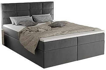 Boxspringbett Keja Kontinental 7 3 Größen Inkl. Lattenrost XXL Bettkasten Dunkelgrau 140cm X 200cm Bonell Matraze und Toper 4cm