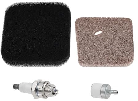 Set of 4 Lawn Mower Air Fuel Filter Repair Kit Set Brown And Black Air Filter Fuel Filter L7T Spark Plug Compatible with Stihl HS45 Mower Accessories