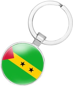 EnigmaGlow World Most Countries Flag Schlüsselanhänger Zinklegierung Schlüsselanhänger Täglicher Schlüsselanhänger Zuhause Autoschlüssel für Männer Frauen, São Tomé, 2.1inch