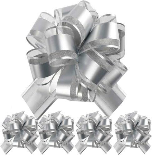 Geschenk Schleife, 5 Stück Große Schleife Riesen Schleife Geschenk. Große Pull Bow für Auto Dekor Hochzeit New Houses Party Feier Geschenkschleife Tüten-Silber