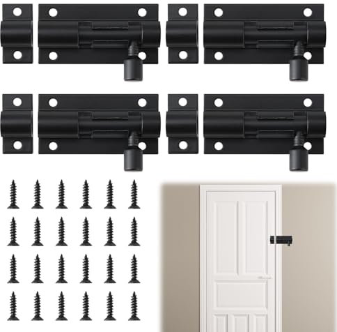 Chiavistello Porta Scorrevole 4 Pezzi,Robusto,Resistente,Serratura Scorrevole in Lega di Alluminio con Serratura a Leva per Massima Sicurezza,Installazione Facile,Adatto per Porte,Finestre,Armadietti
