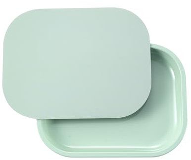HOKirin Bandeja de metal con tapa magnética suave, bandeja pequeña de metal con cubierta a prueba de derrames, bonita bandeja decorativa en blanco, perfecta para el hogar y sobre la marcha, 7 x 5.5 x