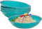 ZAROCRUS Farmhouse Melamine Pasta Bowls Set of 6, 42 OZ Shallow Individual Bowl, Melamine Pasta Plates and Salad Bowls sets, Dishwasher Safe Serving,Snack bowl,Fruit Bowl, Teal