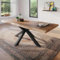 trelevo Esszimmertisch 200x100 cm, Akazienholz massiv, Tischplatte naturfarben, echte Baumkante, Spider Gestell schwarz, Baumkantentisch
