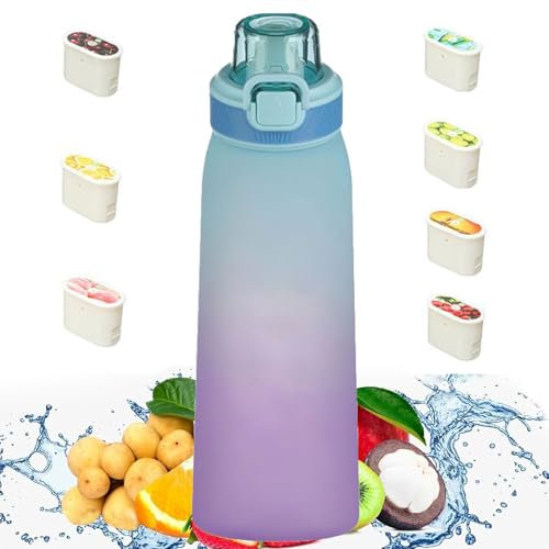 700ml Luft Wasserflasche Sport Air Wasserflasche mit Pods BPA Frei 0 Zucker Trinkflasche mit 7 Geschmack Pods zum Laufen und im Fitnessstudio (D)