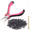 Vlasy Hair Extensions Pliers Kit with 3-Hole Pliers, Loop Needle Threader and 100Pcs 3.0mm Silicone Lined Nano Rings for Hair Tinsel (Dark Brown)