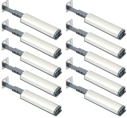 Mooche 10 Stück 11,8cm Magnetische Drucköffnungs-Verschlüsse, SUS304 Edelstahl Federklappen-Druckverschluss, Klebeversion zum Öffnen von Türen