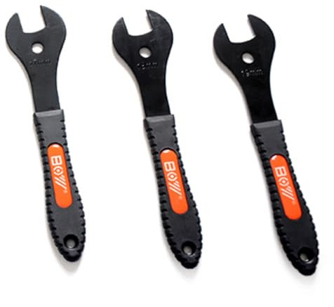 3 Pcs Bike Cone Wrench Set Tool (17, 18, 19mm) Bicycle Wheel Pedal Hub Axle Nut Install Remover Cycling Spanner Hub Repair Removal Tool