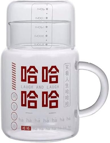 WZYYCV Bicchieri Tazza da caffè al Latte di Grande capacità Bicchieri da Succo Tazza da tè Trasparente con Coperchio e Manico Bottiglia d'Acqua da 800 ml Bicchiere Birra