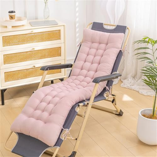 DOTBUY-SHOP Coussin Chaise Longue Couleur Unie, Coussins pour Bains de Soleil avec Sangles, Coussin Bain de Soleil Doux, Matelas Transat pour Jardin, Terrasse, Balcon (Rose,45x85cm)
