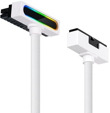 Hydra-24PIN PC PSU Extension Cable ARGB LED, Copper Wire Motherboard Power Extension Cable Integrated Minimalist Design, 2000W Power (Whole Set) Male to Female (White)