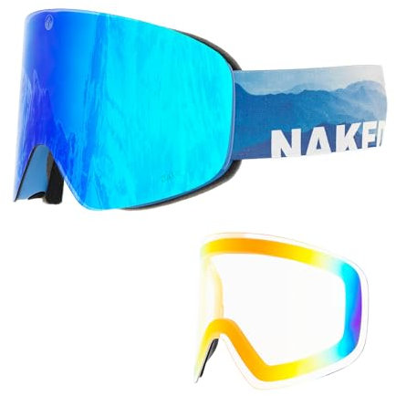 NAKED Optics Skibrille Männer, Ski Brille Frauen, Snowboardbrille (TROOP EVO Misty, inkl. Schlechtwetterglas)