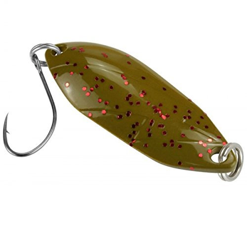 Spoon Blinkender Forellenblinker 3,3g zum Wurffischen, Blinker für Barsche und Forellen, Motoröl Glitter Red
